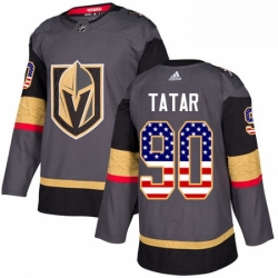 Mens Adidas Vegas Golden Knights 90 Tomas Tatar Authentic Gray USA Flag Fashion NHL Jersey 