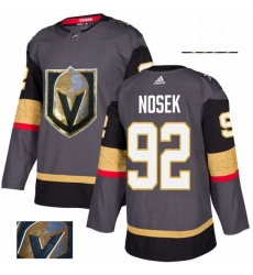 Mens Adidas Vegas Golden Knights 92 Tomas Nosek Authentic Gray Fashion Gold NHL Jersey 