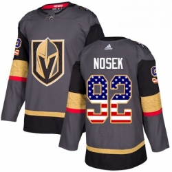 Mens Adidas Vegas Golden Knights 92 Tomas Nosek Authentic Gray USA Flag Fashion NHL Jersey 