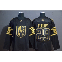 Vegas Golden Knights 29 Marc Andre Fleury Black With Special Glittery Logo Adidas Jersey