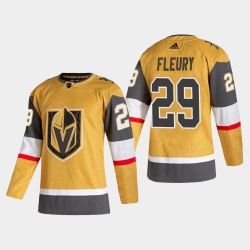 Vegas Golden Knights 29 Marc Andre Fleury Men Adidas 2020 21 Authentic Player Alternate Stitched NHL Jersey Gold