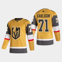 Vegas Golden Knights 71 William Karlsson Men Adidas 2020 21 Authentic Player Alternate Stitched NHL Jersey Gold