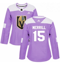 Womens Adidas Vegas Golden Knights 15 Jon Merrill Authentic Purple Fights Cancer Practice NHL Jersey 