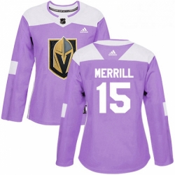 Womens Adidas Vegas Golden Knights 15 Jon Merrill Authentic Purple Fights Cancer Practice NHL Jersey 