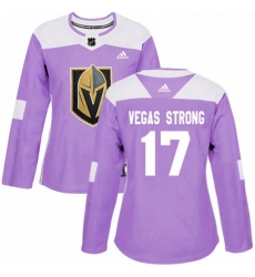 Womens Adidas Vegas Golden Knights 17 Vegas Strong Authentic Purple Fights Cancer Practice NHL Jersey 