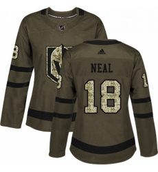 Womens Adidas Vegas Golden Knights 18 James Neal Authentic Green Salute to Service NHL Jersey 