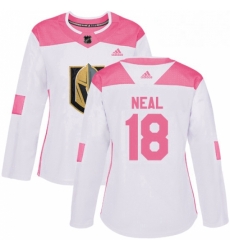 Womens Adidas Vegas Golden Knights 18 James Neal Authentic WhitePink Fashion NHL Jersey 