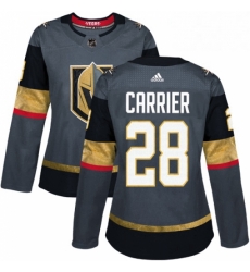 Womens Adidas Vegas Golden Knights 28 William Carrier Authentic Gray Home NHL Jersey 