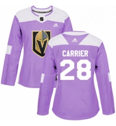 Womens Adidas Vegas Golden Knights 28 William Carrier Authentic Purple Fights Cancer Practice NHL Jersey 