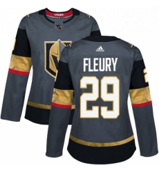 Womens Adidas Vegas Golden Knights 29 Marc Andre Fleury Authentic Gray Home NHL Jersey 