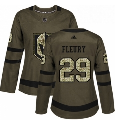 Womens Adidas Vegas Golden Knights 29 Marc Andre Fleury Authentic Green Salute to Service NHL Jersey 