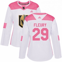 Womens Adidas Vegas Golden Knights 29 Marc Andre Fleury Authentic WhitePink Fashion NHL Jersey 