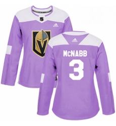 Womens Adidas Vegas Golden Knights 3 Brayden McNabb Authentic Purple Fights Cancer Practice NHL Jersey 