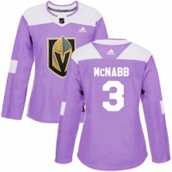 Womens Adidas Vegas Golden Knights 3 Brayden McNabb Authentic Purple Fights Cancer Practice NHL Jersey 