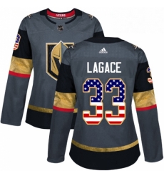 Womens Adidas Vegas Golden Knights 33 Maxime Lagace Authentic Gray USA Flag Fashion NHL Jersey 
