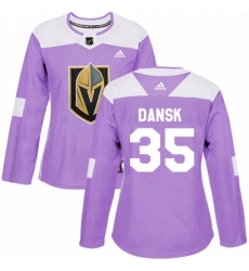 Womens Adidas Vegas Golden Knights 35 Oscar Dansk Authentic Purple Fights Cancer Practice NHL Jersey 