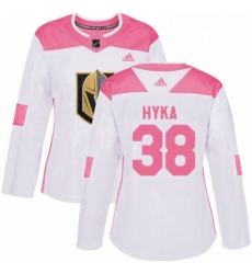 Womens Adidas Vegas Golden Knights 38 Tomas Hyka Authentic WhitePink Fashion NHL Jersey 
