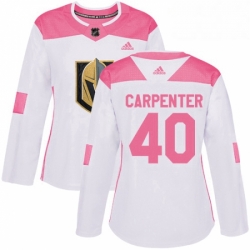Womens Adidas Vegas Golden Knights 40 Ryan Carpenter Authentic White Pink Fashion NHL Jersey