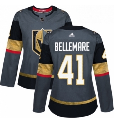 Womens Adidas Vegas Golden Knights 41 Pierre Edouard Bellemare Authentic Gray Home NHL Jersey 