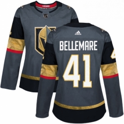 Womens Adidas Vegas Golden Knights 41 Pierre Edouard Bellemare Authentic Gray Home NHL Jersey 