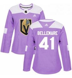 Womens Adidas Vegas Golden Knights 41 Pierre Edouard Bellemare Authentic Purple Fights Cancer Practice NHL Jersey 