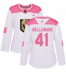 Womens Adidas Vegas Golden Knights 41 Pierre Edouard Bellemare Authentic WhitePink Fashion NHL Jersey 