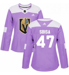 Womens Adidas Vegas Golden Knights 47 Luca Sbisa Authentic Purple Fights Cancer Practice NHL Jersey 