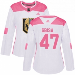 Womens Adidas Vegas Golden Knights 47 Luca Sbisa Authentic WhitePink Fashion NHL Jersey 