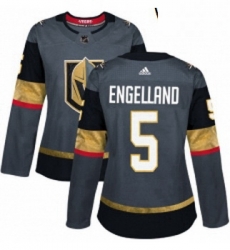 Womens Adidas Vegas Golden Knights 5 Deryk Engelland Authentic Gray Home NHL Jersey 