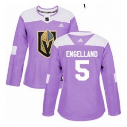 Womens Adidas Vegas Golden Knights 5 Deryk Engelland Authentic Purple Fights Cancer Practice NHL Jersey 