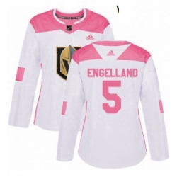 Womens Adidas Vegas Golden Knights 5 Deryk Engelland Authentic WhitePink Fashion NHL Jersey 