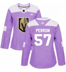 Womens Adidas Vegas Golden Knights 57 David Perron Authentic Purple Fights Cancer Practice NHL Jersey 