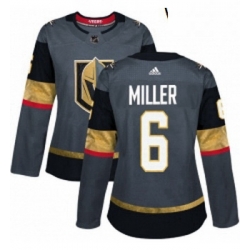 Womens Adidas Vegas Golden Knights 6 Colin Miller Authentic Gray Home NHL Jersey 