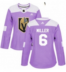 Womens Adidas Vegas Golden Knights 6 Colin Miller Authentic Purple Fights Cancer Practice NHL Jersey 