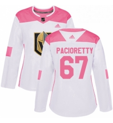 Womens Adidas Vegas Golden Knights 67 Max Pacioretty Authentic White Pink Fashion NHL Jersey 