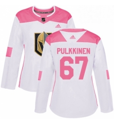 Womens Adidas Vegas Golden Knights 67 Teemu Pulkkinen Authentic WhitePink Fashion NHL Jersey 