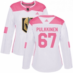 Womens Adidas Vegas Golden Knights 67 Teemu Pulkkinen Authentic WhitePink Fashion NHL Jersey 