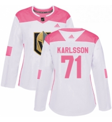Womens Adidas Vegas Golden Knights 71 William Karlsson Authentic WhitePink Fashion NHL Jersey 