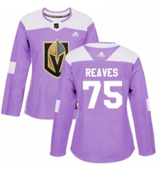Womens Adidas Vegas Golden Knights 75 Ryan Reaves Authentic Purple Fights Cancer Practice NHL Jersey