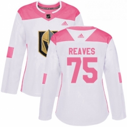 Womens Adidas Vegas Golden Knights 75 Ryan Reaves Authentic White Pink Fashion NHL Jersey 