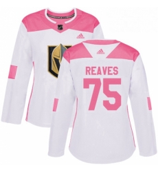 Womens Adidas Vegas Golden Knights 75 Ryan Reaves Authentic White Pink Fashion NHL Jersey