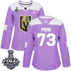 womens brandon pirri vegas golden knights jersey purple adidas 73 nhl 2018 stanley cup final authentic fights cancer practice