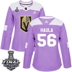 womens erik haula vegas golden knights jersey purple adidas 56 nhl 2018 stanley cup final authentic fights cancer practice