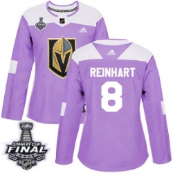womens griffin reinhart vegas golden knights jersey purple adidas 8 nhl 2018 stanley cup final authentic fights cancer practice