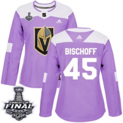 womens jake bischoff vegas golden knights jersey purple adidas 45 nhl 2018 stanley cup final authentic fights cancer practice