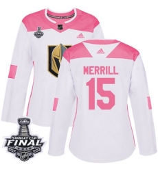 womens jon merrill vegas golden knights jersey white pink adidas 15 nhl 2018 stanley cup final authentic fashion