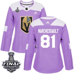 womens jonathan marchessault vegas golden knights jersey purple adidas 81 nhl 2018 stanley cup final authentic fights cancer practice