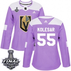 womens keegan kolesar vegas golden knights jersey purple adidas 55 nhl 2018 stanley cup final authentic fights cancer practice