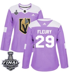 womens marc andre fleury vegas golden knights jersey purple adidas 29 nhl 2018 stanley cup final authentic fights cancer practice