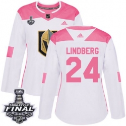 womens oscar lindberg vegas golden knights jersey white pink adidas 24 nhl 2018 stanley cup final authentic fashion
